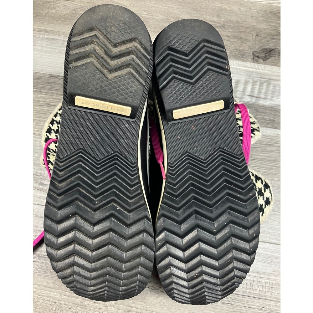 Sorel Tofino Houndstooth Black White Pink Waterproof Winter Boots NL1627-010 9 - Picture 5 of 7